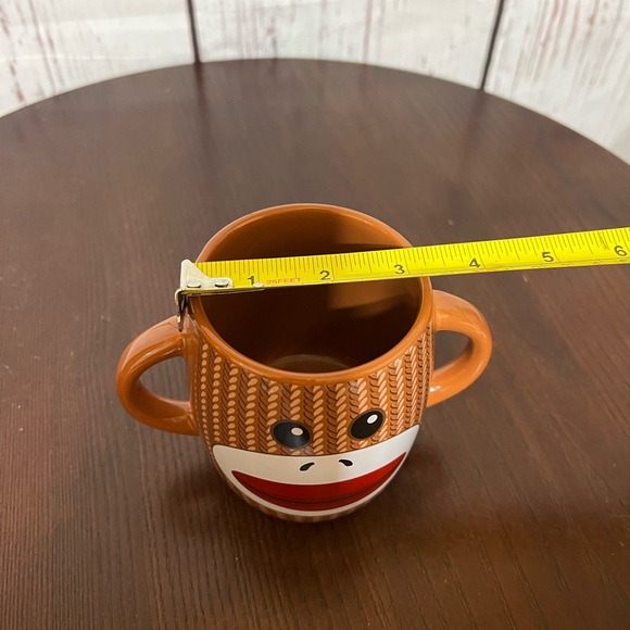 GALERIE SOCK MONKEY MUG Brown Monkey Face Mug 2 handles - Picture 8 of 8